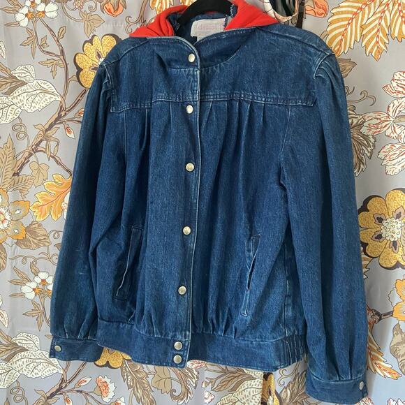 Vintage Denim Jacket lined with Hooded Sweatshirt Material Daniel Brand Size Lg - Picture 6 of 12